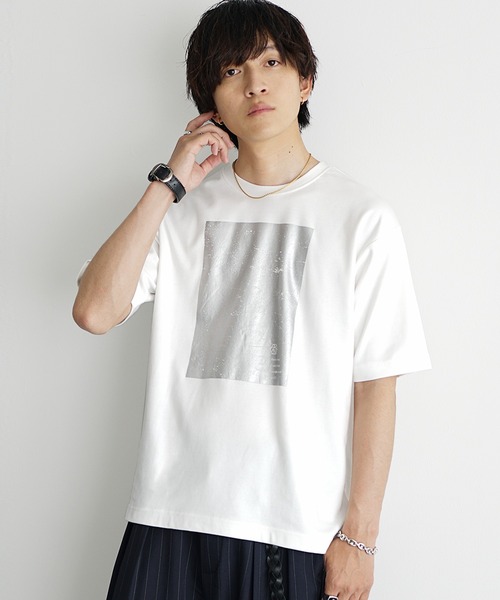 MinoriTY(マイノリティ)の「【MinoriTY】ソフトタッチ×厚手仕立て ボックス箔プリントTシャツ メンズ 夏服(Tシャツ/カットソー・メンズ・オフホワイト/ブルー/スミクロ・S/M/L)」の5枚目の写真
