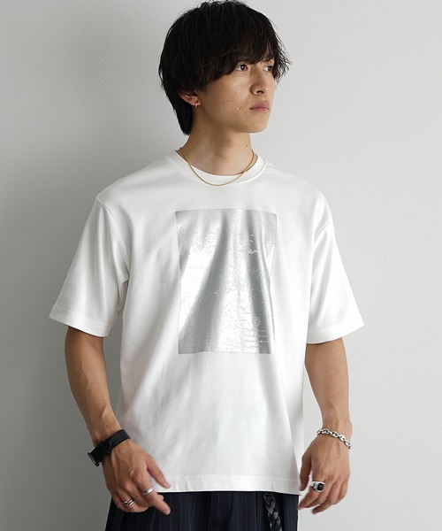 MinoriTY(マイノリティ)の「【MinoriTY】ソフトタッチ×厚手仕立て ボックス箔プリントTシャツ メンズ 夏服(Tシャツ/カットソー・メンズ・オフホワイト/ブルー/スミクロ・S/M/L)」の6枚目の写真