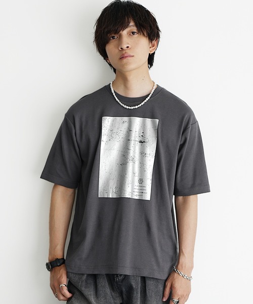 MinoriTY】ソフトタッチ×厚手仕立て ボックス箔プリントTシャツ メンズ