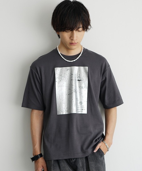 MinoriTY】ソフトタッチ×厚手仕立て ボックス箔プリントTシャツ メンズ