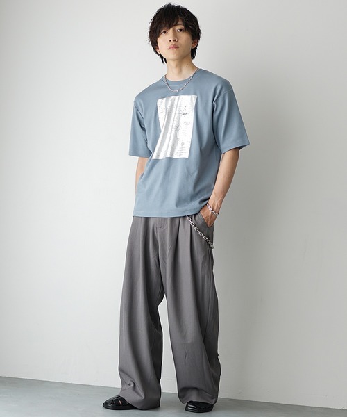 MinoriTY】ソフトタッチ×厚手仕立て ボックス箔プリントTシャツ メンズ