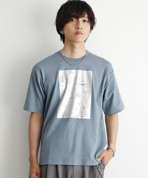 MinoriTY】ソフトタッチ×厚手仕立て ボックス箔プリントTシャツ メンズ