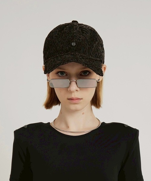 【Seivson】Hexagonal Brim Velour Paisley Lace Baseball Cap