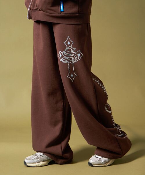 SEQUENZ（シークエンズ）】CROSS RHINE STONE SWEAT PANTS / ライン