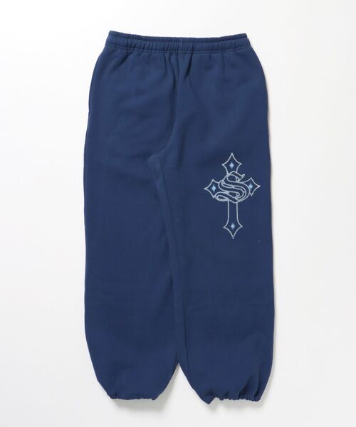 セール】【SEQUENZ（シークエンズ）】CROSS RHINE STONE SWEAT PANTS