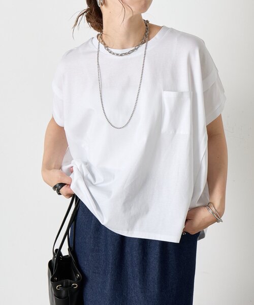 Jena espace merveilleux(ジェナ エスパスメルヴェイユ)の「バックファスナーポケットT(Tシャツ/カットソー・レディース・ブルー/オフホワイト/ブラック・FREE)」の8枚目の写真