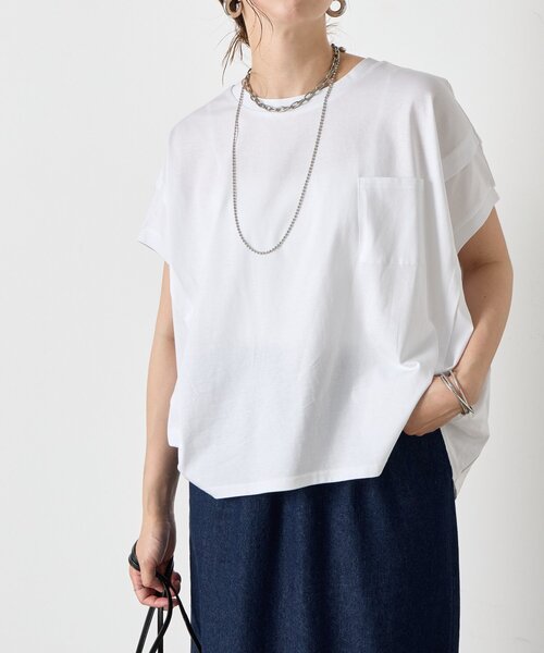 Jena espace merveilleux(ジェナ エスパスメルヴェイユ)の「バックファスナーポケットT(Tシャツ/カットソー・レディース・ブルー/オフホワイト/ブラック・FREE)」の9枚目の写真