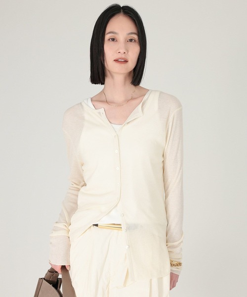 BABYLONE（バビロン）の「2WAYストレッチウールテレコ（カーディガン/ボレロ・レディース・チャコール/アイボリー・フリー）」の10枚目の写真