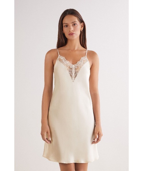 インティミッシミ ミディ丈シルク スリップ#レッドS 新品インティミッ