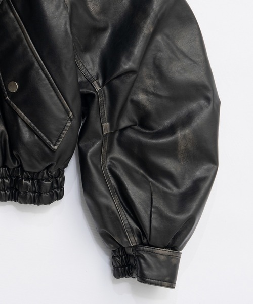 PRANK PROJECT（プランクプロジェクト）の「フライトレザーボンバージャケット / Flight Leather Bomber Jacket（その他アウター・レディース・ブラック/ホワイト・FREE）」の6枚目の写真