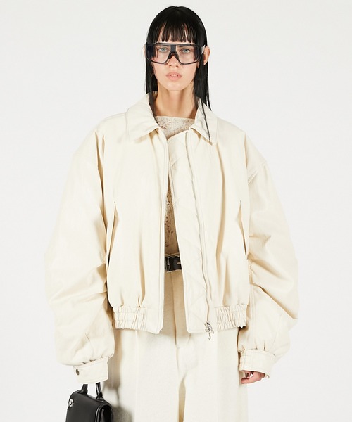 【年内限定値下】OAF POCKET DETAIL LEATHER BOMBER leather/fur faux reversible flight jacket / フェイクレザーファー