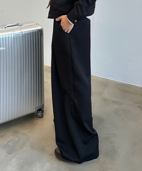 MandO（Auntie Rosa）（エムオー）の「クロスタックバギーワイドスラックス/ストライプ&無地/セットアップ着用可（スラックス・メンズ・ブラウン/ブラック系その他/ブラック/グレー系その他・MEDIUM/SMALL/LARGE）」の6枚目の写真