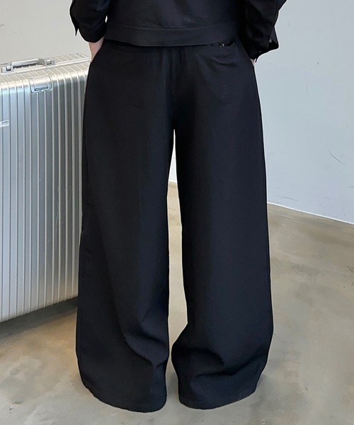 MandO（Auntie Rosa）（エムオー）の「クロスタックバギーワイドスラックス/ストライプ&無地/セットアップ着用可（スラックス・メンズ・ブラウン/ブラック系その他/ブラック/グレー系その他・MEDIUM/SMALL/LARGE）」の7枚目の写真