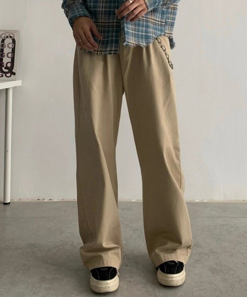 link lot(リンクロット)の「【ウエストバッグゴム】ルーズシルエットストレートトラウザーパンツ(チノパンツ・メンズ・ブラック/ホワイト/ベージュ・M/L)」の6枚目の写真