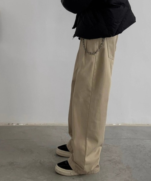 link lot(リンクロット)の「【ウエストバッグゴム】ルーズシルエットストレートトラウザーパンツ(チノパンツ・メンズ・ブラック/ホワイト/ベージュ・M/L)」の8枚目の写真