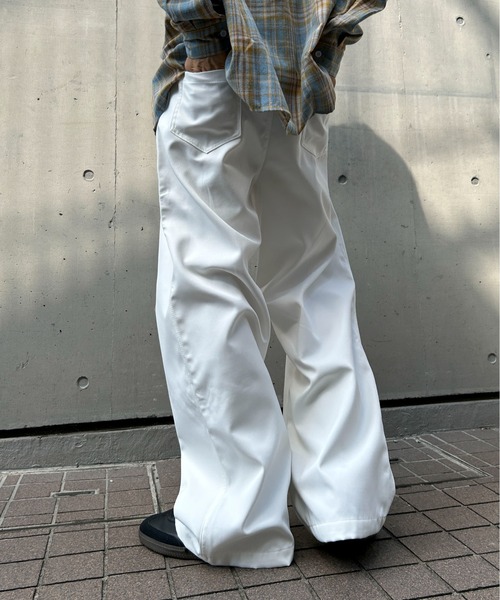 link lot(リンクロット)の「【ウエストバッグゴム】ルーズシルエットストレートトラウザーパンツ(チノパンツ・メンズ・ブラック/ホワイト/ベージュ・M/L)」の13枚目の写真