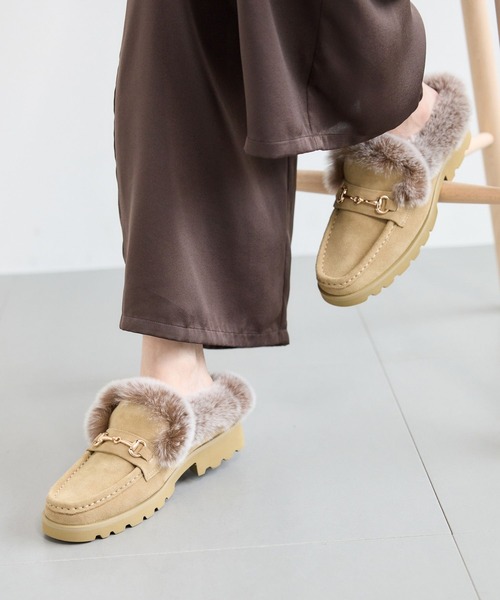 BARNYARDSTORM(バンヤードストーム)の「BARNYARDSTORM / ARTESANOS(アルテサノス) / ファーローファー(ローファー・レディース・ベージュ・38/37)」の5枚目の写真