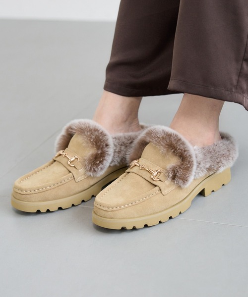 BARNYARDSTORM(バンヤードストーム)の「BARNYARDSTORM / ARTESANOS(アルテサノス) / ファーローファー(ローファー・レディース・ベージュ・38/37)」の6枚目の写真