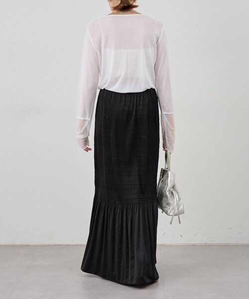 SHENERY（シーナリー）の「袖シアーカットソー（Tシャツ/カットソー・レディース・ブラック/オフホワイト/ピンク/ブラウン・FREE）」の11枚目の写真