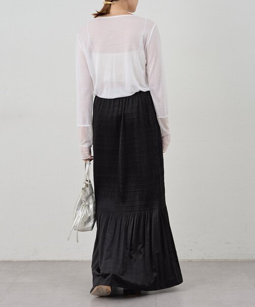 SHENERY（シーナリー）の「袖シアーカットソー（Tシャツ/カットソー・レディース・ブラック/オフホワイト/ピンク/ブラウン・FREE）」の9枚目の写真