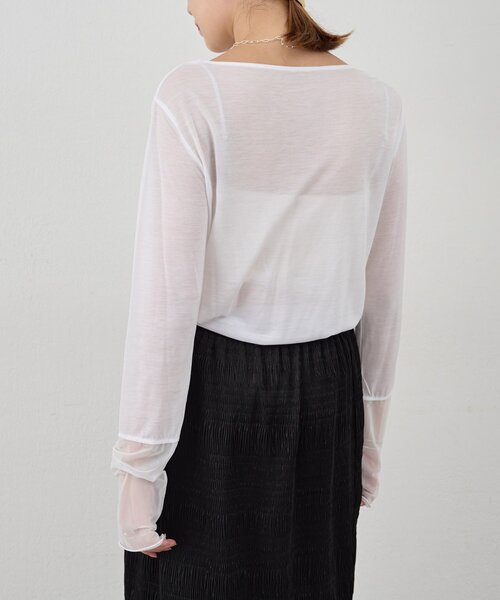 SHENERY（シーナリー）の「袖シアーカットソー（Tシャツ/カットソー・レディース・ブラック/オフホワイト/ピンク/ブラウン・FREE）」の6枚目の写真