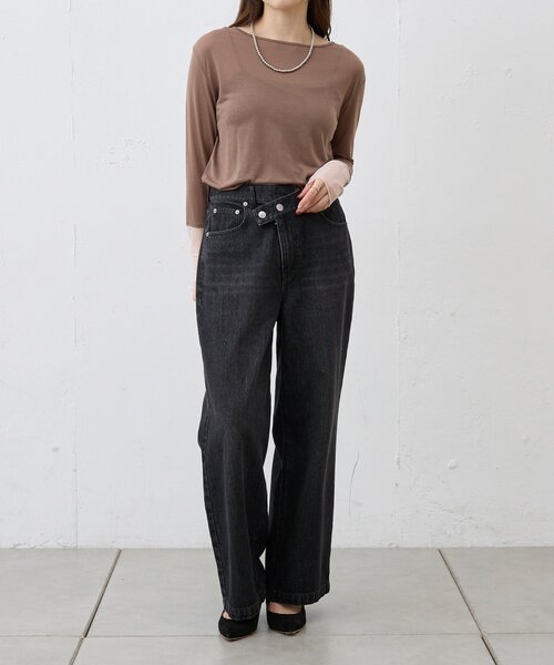 SHENERY（シーナリー）の「袖シアーカットソー（Tシャツ/カットソー・レディース・ブラック/オフホワイト/ピンク/ブラウン・FREE）」の15枚目の写真