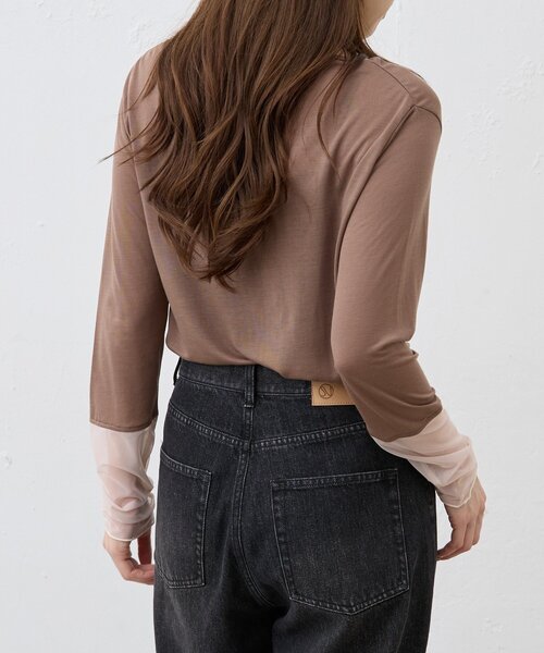 SHENERY（シーナリー）の「袖シアーカットソー（Tシャツ/カットソー・レディース・ブラック/オフホワイト/ピンク/ブラウン・FREE）」の22枚目の写真