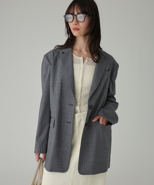 BABYLONE（バビロン）の「【多機能素材】シングルオーバージャケット（テーラードジャケット・レディース・グレー/チャコール・フリー）」の5枚目の写真
