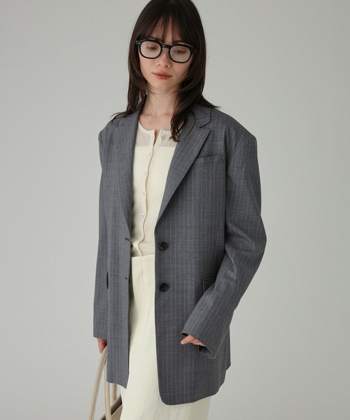 BABYLONE（バビロン）の「【多機能素材】シングルオーバージャケット（テーラードジャケット・レディース・グレー/チャコール・フリー）」の6枚目の写真