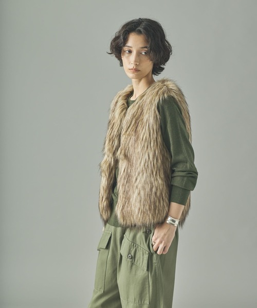 Curensology（カレンソロジー）の「Curensology(カレンソロジー)/シャギーファーベスト（ベスト・レディース・ベージュ・FREE）」の3枚目の写真