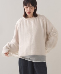 OMNES（オムネス）の「ダンボールニット×オーガンジー 2WAYレイヤードプルオーバー長袖（アンサンブル）」
