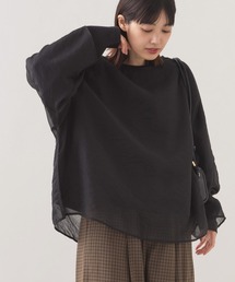 OMNES | ダンボールニット×オーガンジー 2WAYレイヤードプルオーバー長袖(アンサンブル)