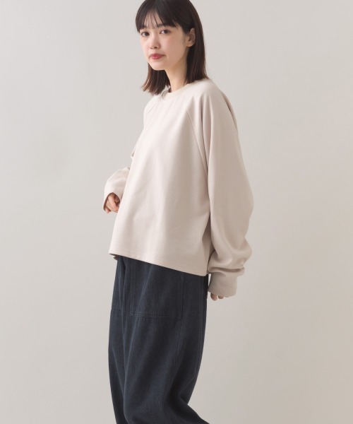 OMNES（オムネス）の「ダンボールニット×オーガンジー 2WAYレイヤードプルオーバー長袖（アンサンブル・レディース・ブラック/グレイッシュベージュ・FREE）」の14枚目の写真