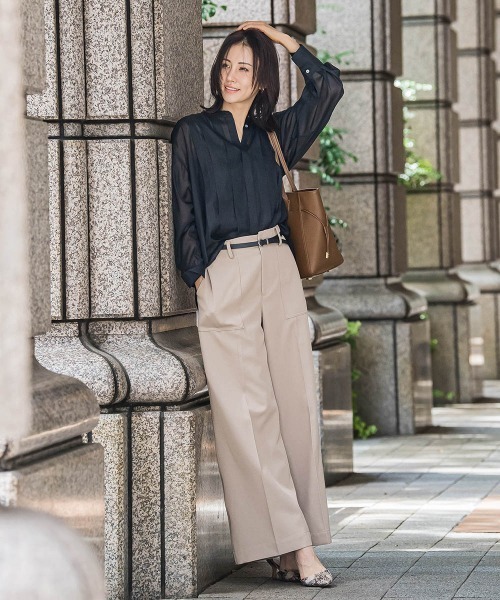 LAUTREAMONT(ロートレアモン)の「タックレスワイドチノパンツ≪洗濯機で洗える≫(チノパンツ・レディース・ブラック/キャメル・7号/9号/11号)」の7枚目の写真
