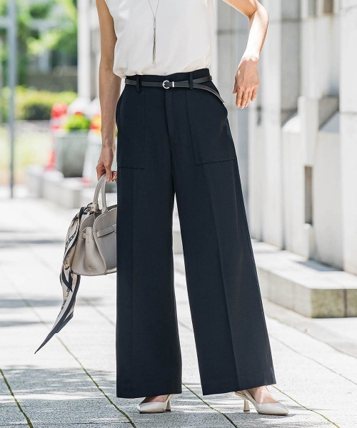 LAUTREAMONT(ロートレアモン)の「タックレスワイドチノパンツ≪洗濯機で洗える≫(チノパンツ・レディース・ブラック/キャメル・7号/9号/11号)」の20枚目の写真