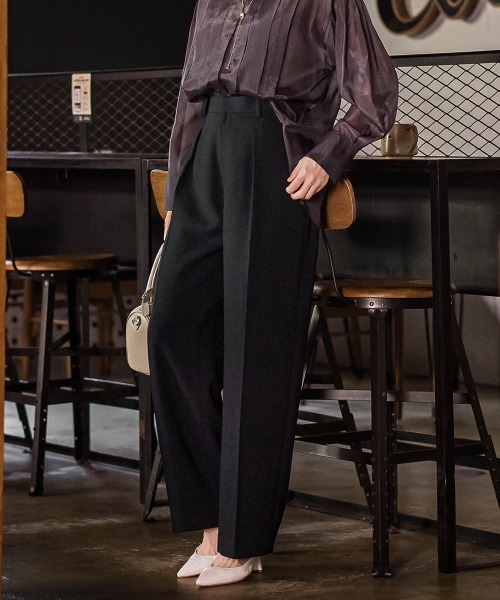 LAUTREAMONT(ロートレアモン)の「タックレスワイドチノパンツ≪洗濯機で洗える≫(チノパンツ・レディース・ブラック/キャメル・7号/9号/11号)」の22枚目の写真