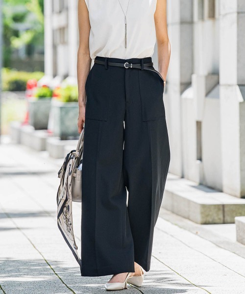 LAUTREAMONT(ロートレアモン)の「タックレスワイドチノパンツ≪洗濯機で洗える≫(チノパンツ・レディース・ブラック/キャメル・7号/9号/11号)」の17枚目の写真