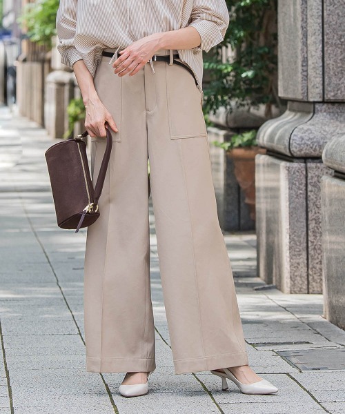 LAUTREAMONT(ロートレアモン)の「タックレスワイドチノパンツ≪洗濯機で洗える≫(チノパンツ・レディース・ブラック/キャメル・7号/9号/11号)」の14枚目の写真