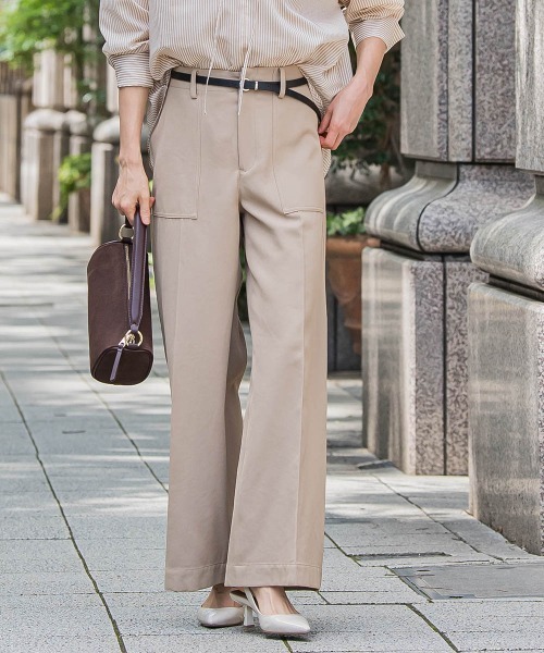 LAUTREAMONT(ロートレアモン)の「タックレスワイドチノパンツ≪洗濯機で洗える≫(チノパンツ・レディース・ブラック/キャメル・7号/9号/11号)」の16枚目の写真