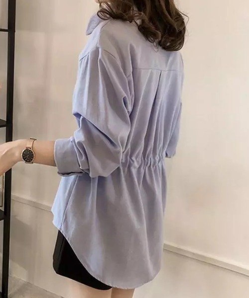 cammie(キャミー)の「ドローストリングオーバーサイズシャツ(シャツ/ブラウス・レディース・サックスブルー/グレー・MEDIUM/LARGE)」の5枚目の写真