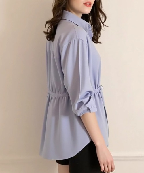 cammie(キャミー)の「ドローストリングオーバーサイズシャツ(シャツ/ブラウス・レディース・サックスブルー/グレー・MEDIUM/LARGE)」の10枚目の写真