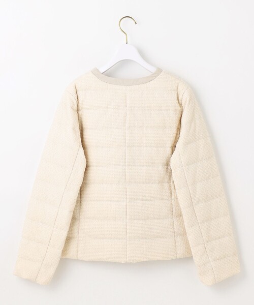 セール】【2WAY】ツイードノーカラー ダウンジャケット（ダウン