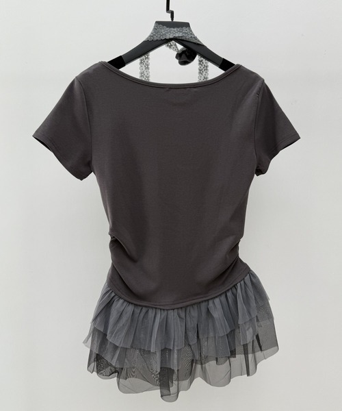 VEILA(ヴェイラ)の「チュールフリルドッキング リボントップス(Tシャツ/カットソー・レディース・グレー・フリー)」の8枚目の写真