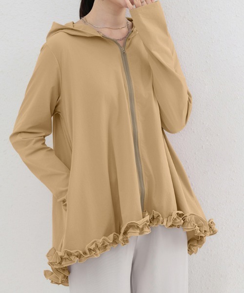 セール】接触冷感 フリルパーカー フード付き ラッシュガード 水陸両用