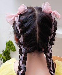 CALIFORNIA OUTFITTERS（カリフォルニア アウトフィッターズ）の「8B31 シアー ロングリボン付き ガーリーヘアクリップ（バレッタ/ヘアクリップ・キッズ）」