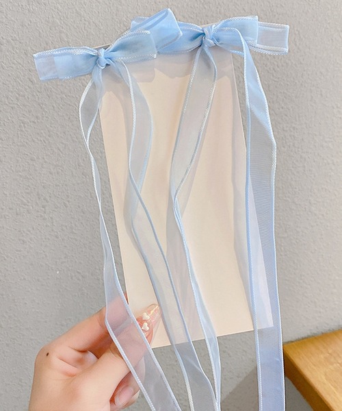 CALIFORNIA OUTFITTERS（カリフォルニア アウトフィッターズ）の「8B31 シアー ロングリボン付き ガーリーヘアクリップ（バレッタ/ヘアクリップ・レディース・パープル/イエロー/オレンジ/ピンク/グリーン/ブルー・ONESIZE）」の3枚目の写真