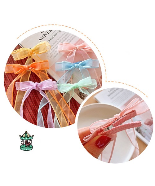 CALIFORNIA OUTFITTERS（カリフォルニア アウトフィッターズ）の「8B31 シアー ロングリボン付き ガーリーヘアクリップ（バレッタ/ヘアクリップ・レディース・パープル/イエロー/オレンジ/ピンク/グリーン/ブルー・ONESIZE）」の9枚目の写真