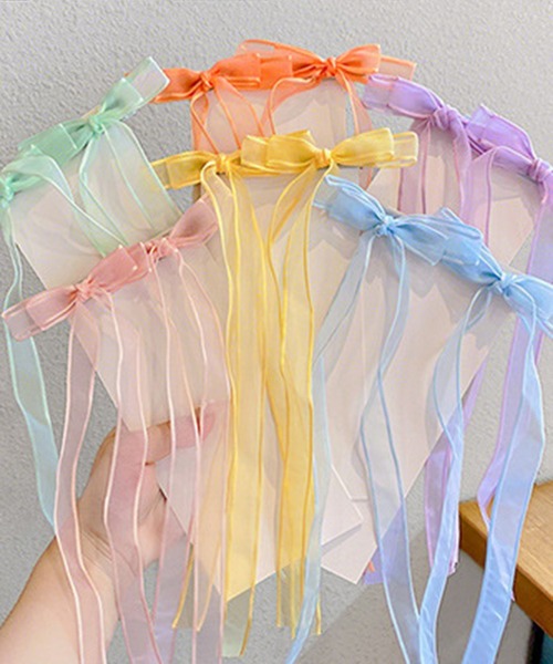 CALIFORNIA OUTFITTERS（カリフォルニア アウトフィッターズ）の「8B31 シアー ロングリボン付き ガーリーヘアクリップ（バレッタ/ヘアクリップ・レディース・パープル/イエロー/オレンジ/ピンク/グリーン/ブルー・ONESIZE）」の10枚目の写真