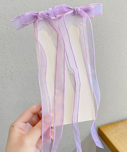 CALIFORNIA OUTFITTERS（カリフォルニア アウトフィッターズ）の「8B31 シアー ロングリボン付き ガーリーヘアクリップ（バレッタ/ヘアクリップ・レディース・パープル/イエロー/オレンジ/ピンク/グリーン/ブルー・ONESIZE）」の12枚目の写真