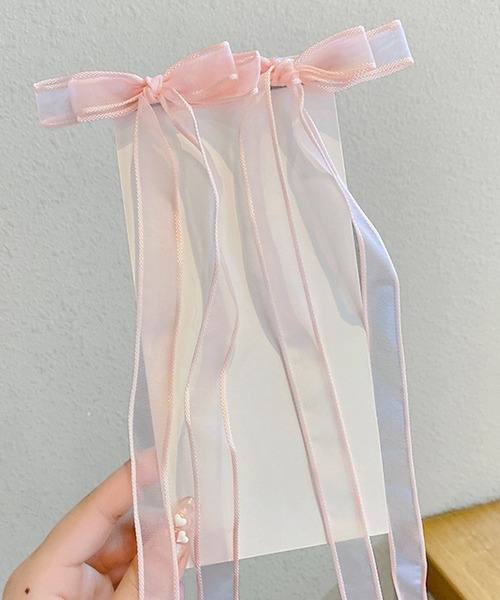 CALIFORNIA OUTFITTERS（カリフォルニア アウトフィッターズ）の「8B31 シアー ロングリボン付き ガーリーヘアクリップ（バレッタ/ヘアクリップ・レディース・パープル/イエロー/オレンジ/ピンク/グリーン/ブルー・ONESIZE）」の13枚目の写真